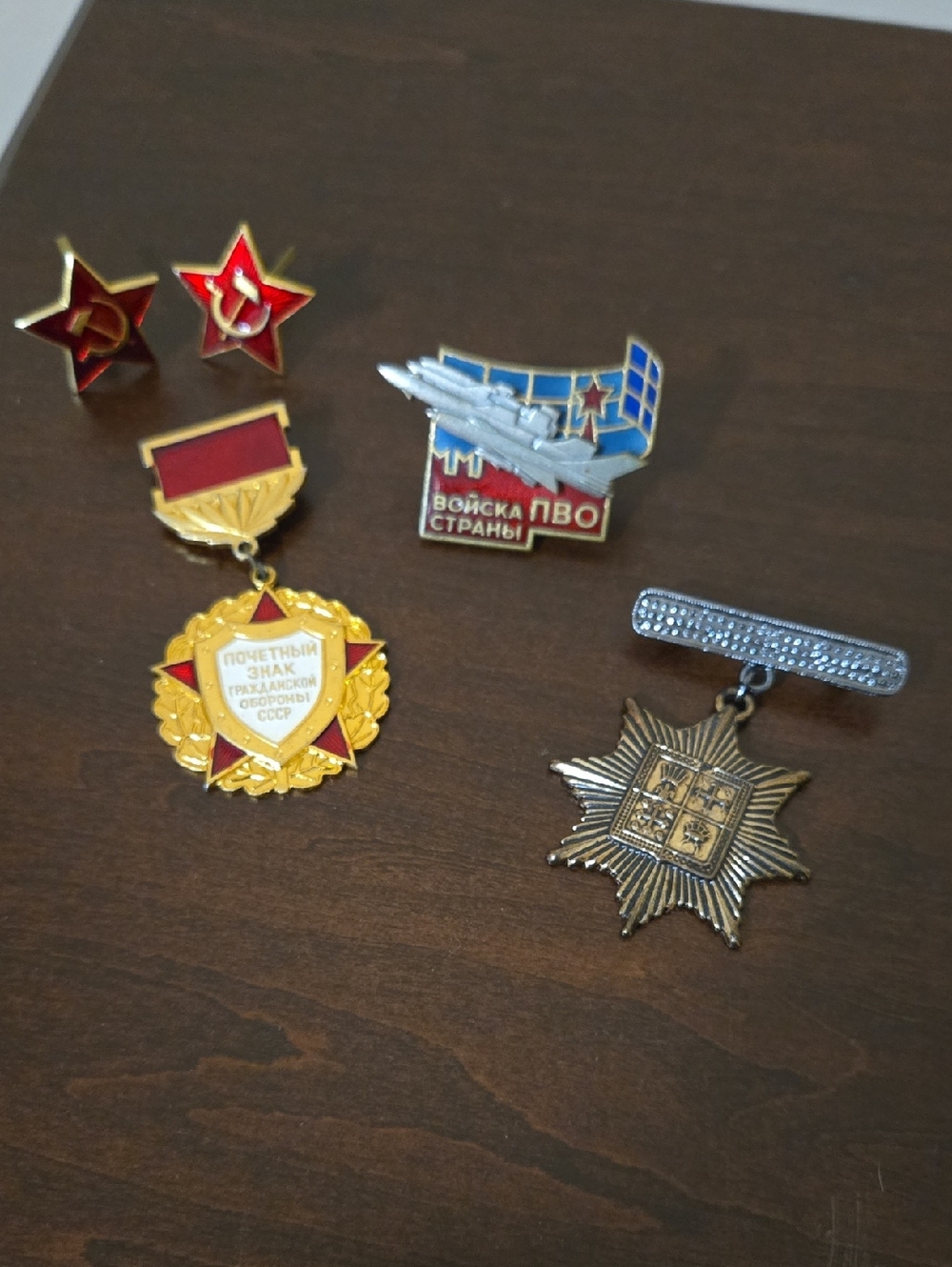 Soviet Military Medals & Pins - Red, Gold, Blue